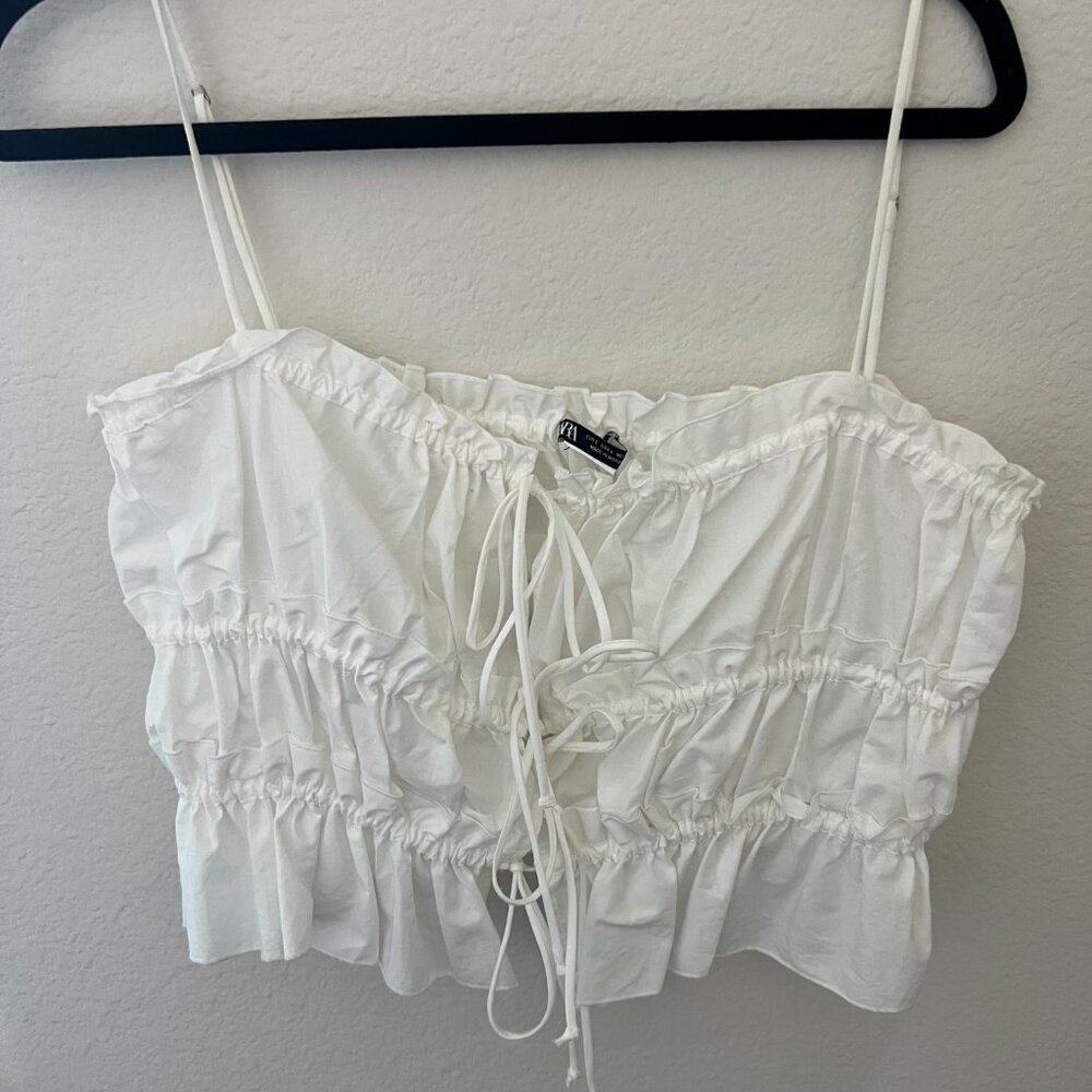 Zara White Tie Tank Top